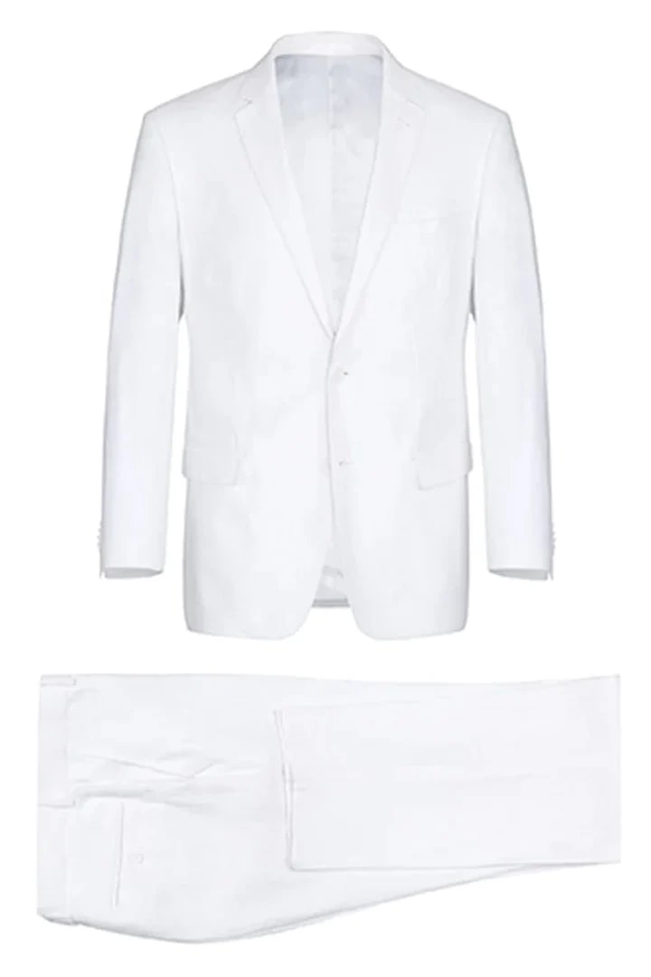 Classic Fit Two Button Linen Suit - White