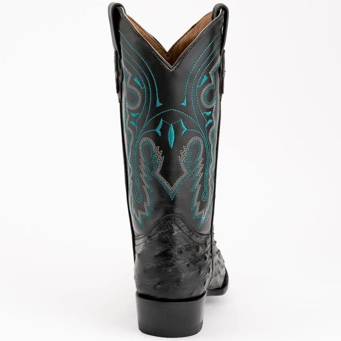 New Ferinni Boot - Mens Dress Cowboy Boot - Ferrini Men's Colt Full Quill Ostrich Boots Handcrafted - Black in Black
