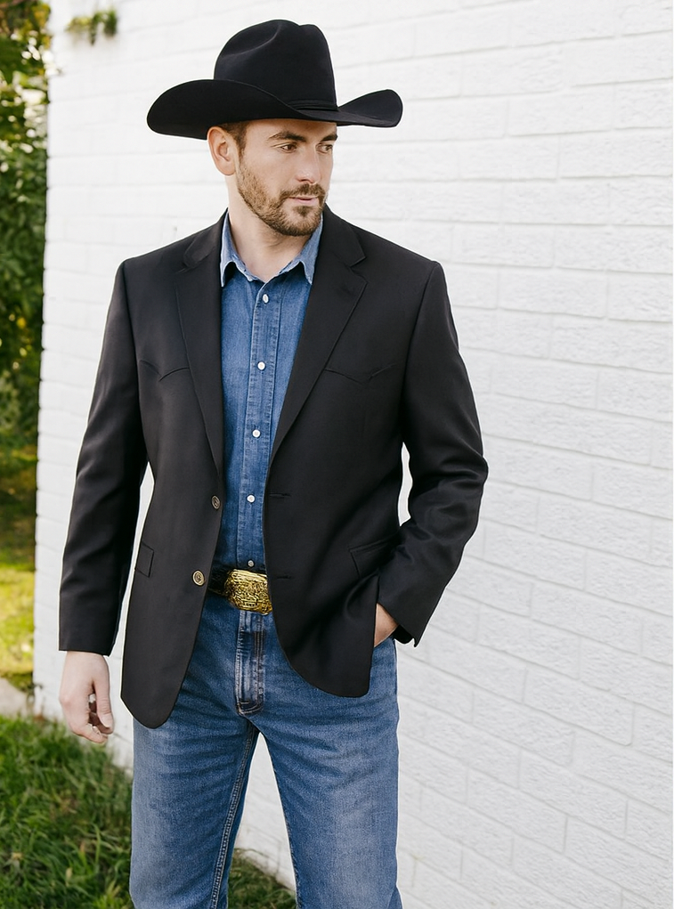 Western Cowboy Blazer for Men in Black