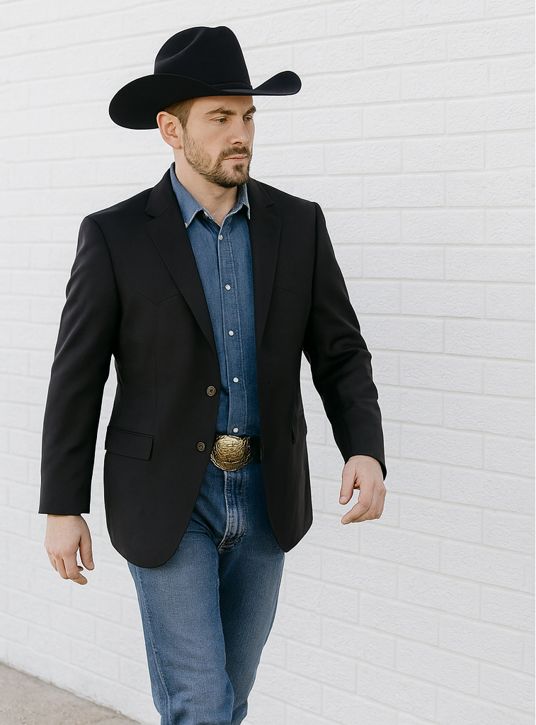 Western Cowboy Blazer for Men in Black