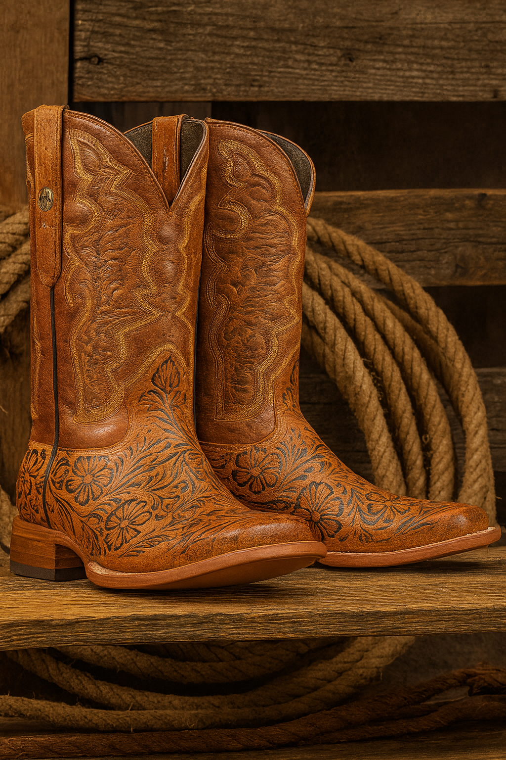Hand Tooled Cowboy Boots Print