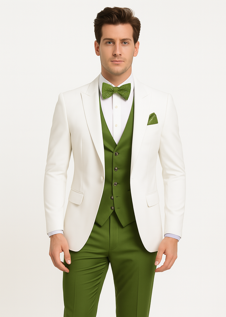 white-and-olive-green-tuxedo-wedding-suit-white-dinner-jacket-vest-pants-bow-tie
