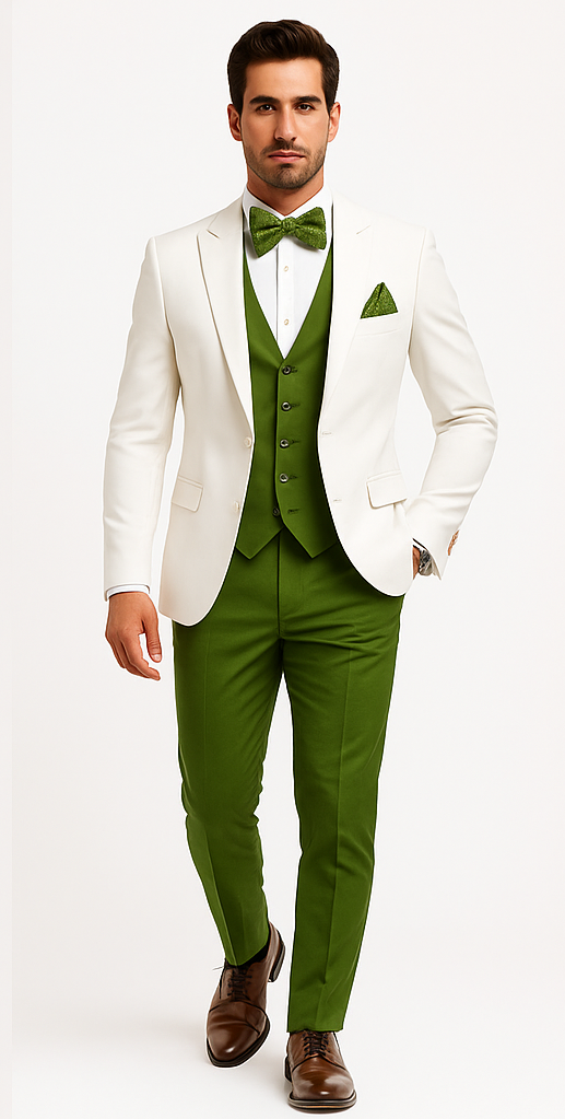 white-and-olive-green-tuxedo-wedding-suit-white-dinner-jacket-vest-pants-bow-tie