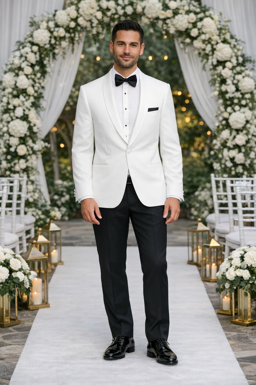 White Dinner Tuxedo Jacket with Shawl Lapel – Wedding & Prom