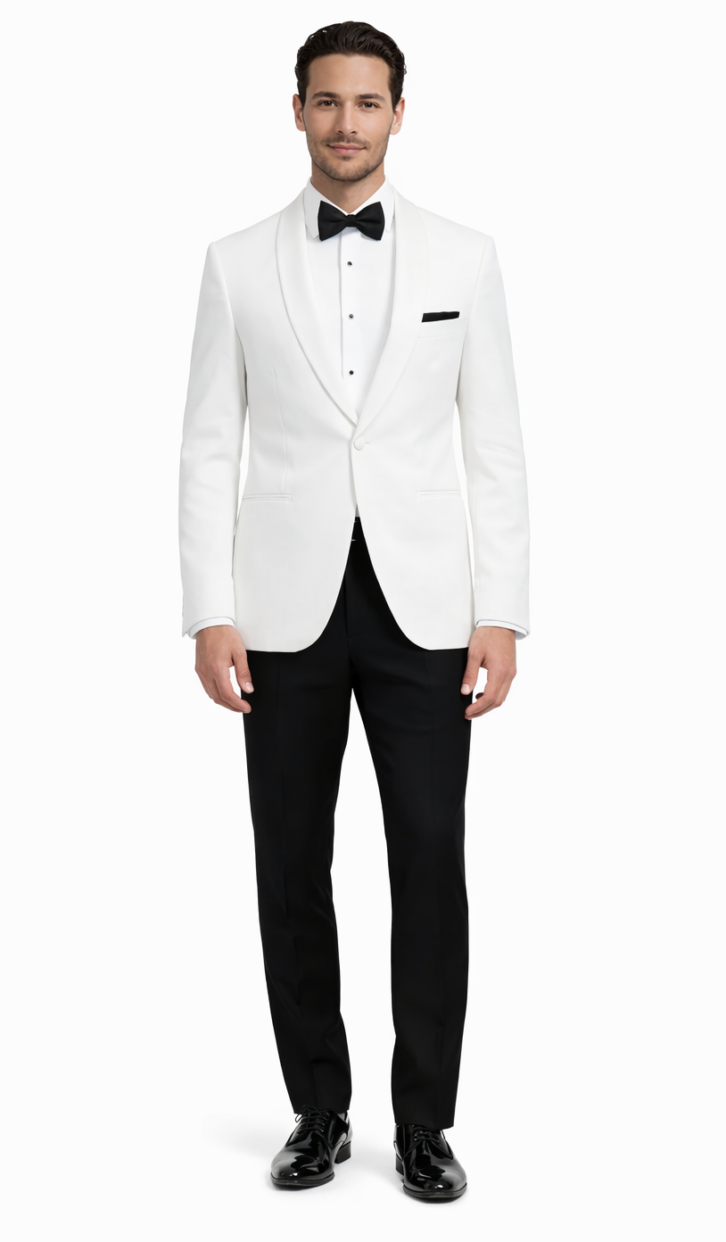 White Dinner Tuxedo Jacket with Shawl Lapel – Wedding & Prom
