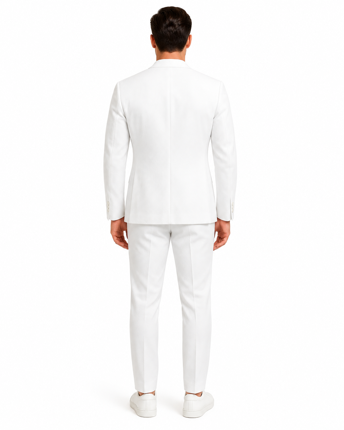 White Linen Summer Suit - Collarless Blazer & Pants