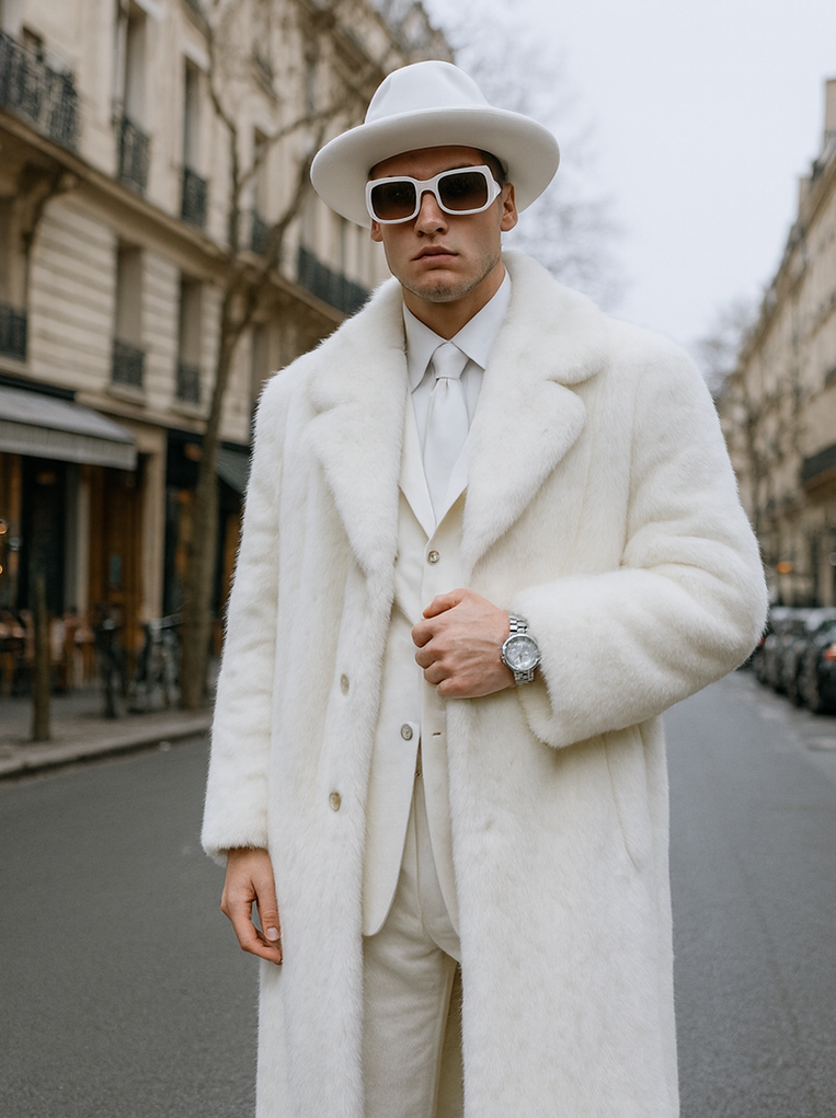 White Pimp Faux Fur Coat - White Pimp Coat