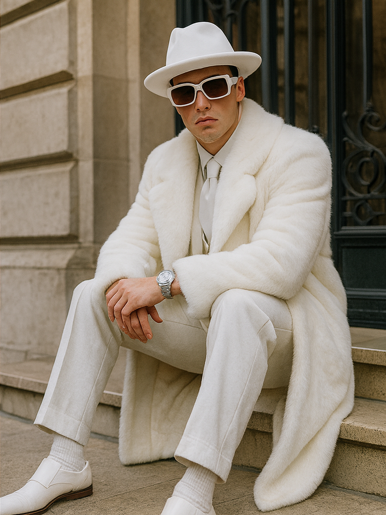 White Pimp Faux Fur Coat - White Pimp Coat