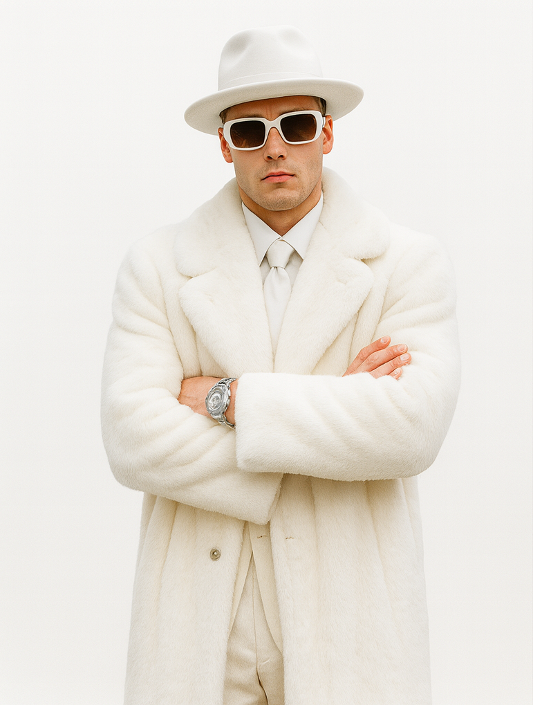 White Pimp Faux Fur Coat - White Pimp Coat
