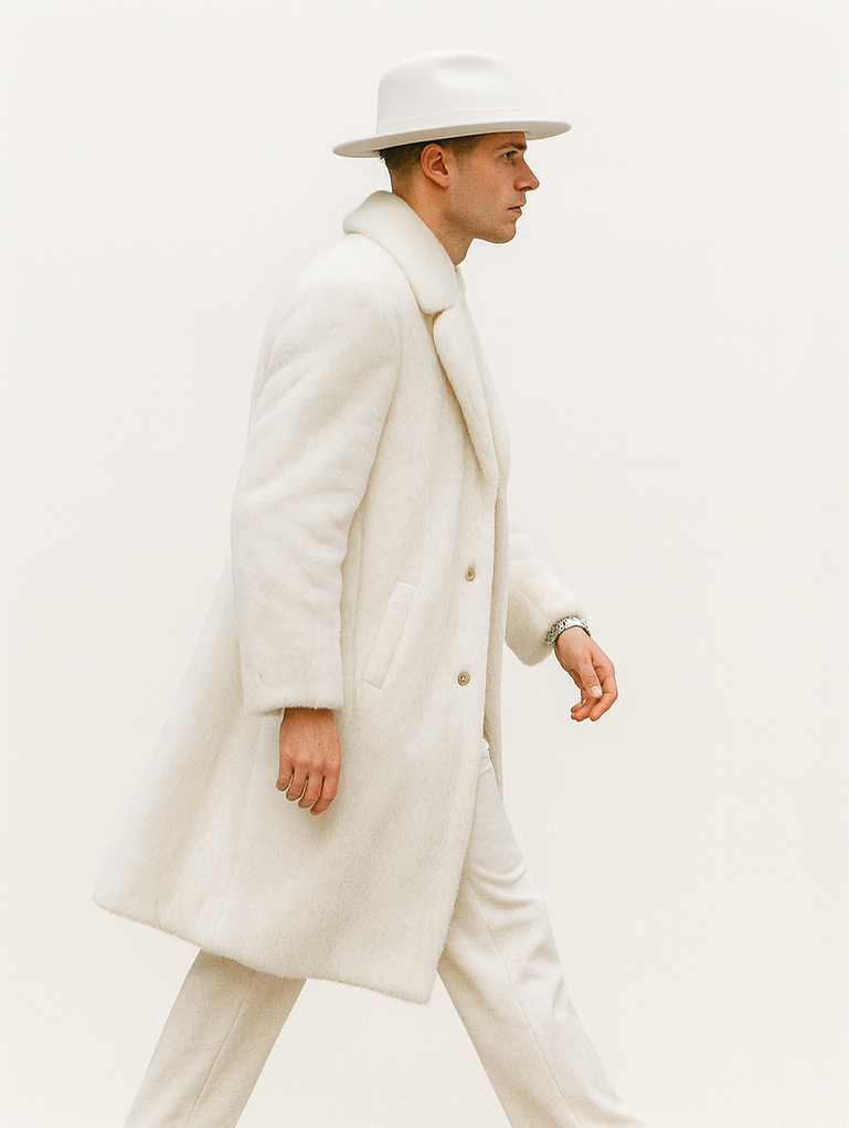 White Pimp Faux Fur Coat - White Pimp Coat