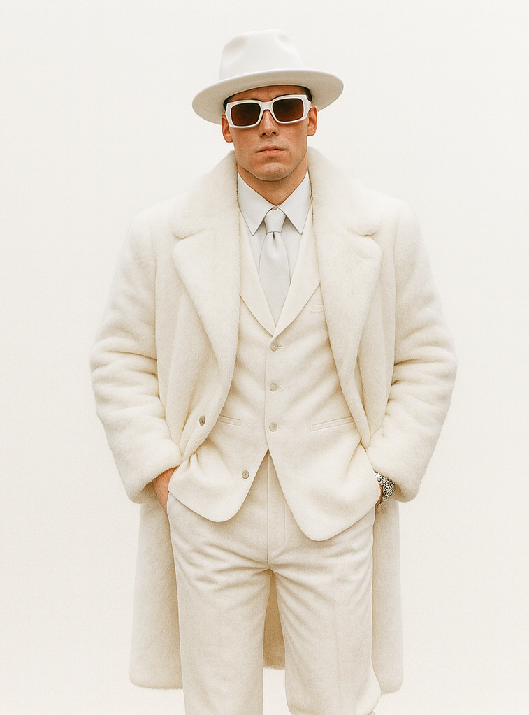 White Pimp Faux Fur Coat - White Pimp Coat