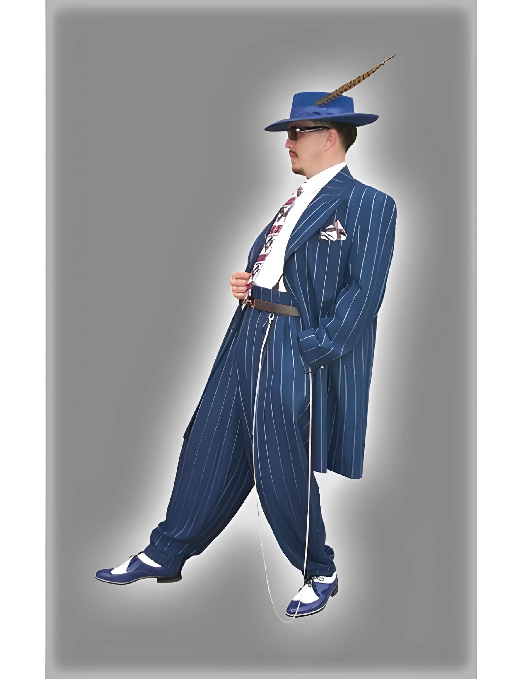 WTXZoot200 2020 New Formal Style Royal Blue Pinstripe ~ Stripe Fashion Long Zoot Dress Zoot Suit - Pimp Suit - Zuit Suit For Men
