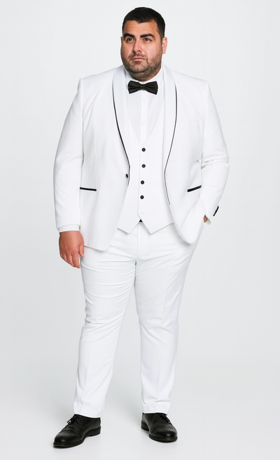 White Slim Fit Satin Tuxedo β Four Piece Set