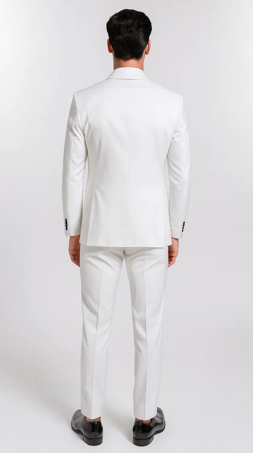 White Slim Fit Satin Tuxedo β Four Piece Set