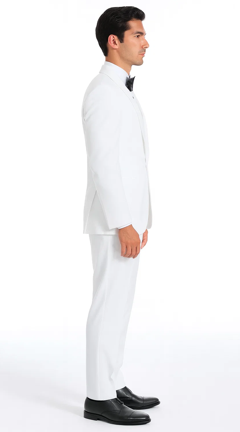 White Tuxedo Slim Fit with Shawl Lapel - Wedding - Prom