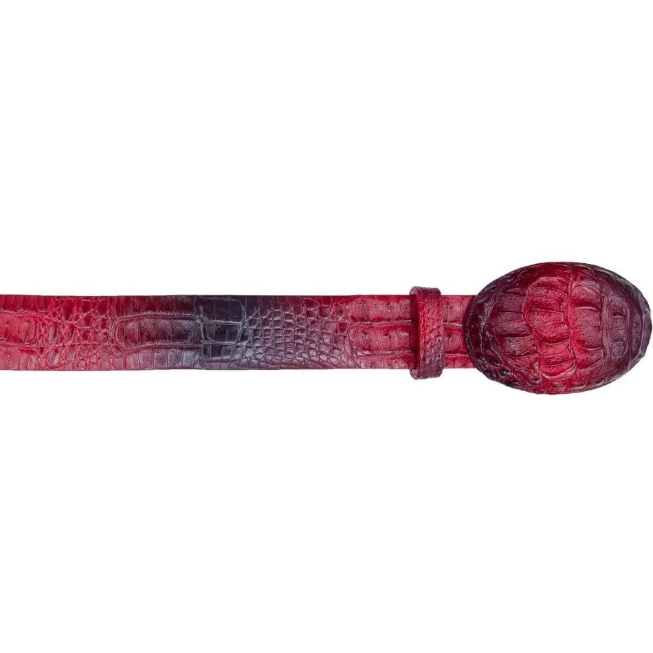 Wild West Caiman Skin Cowboy Belt Black Red