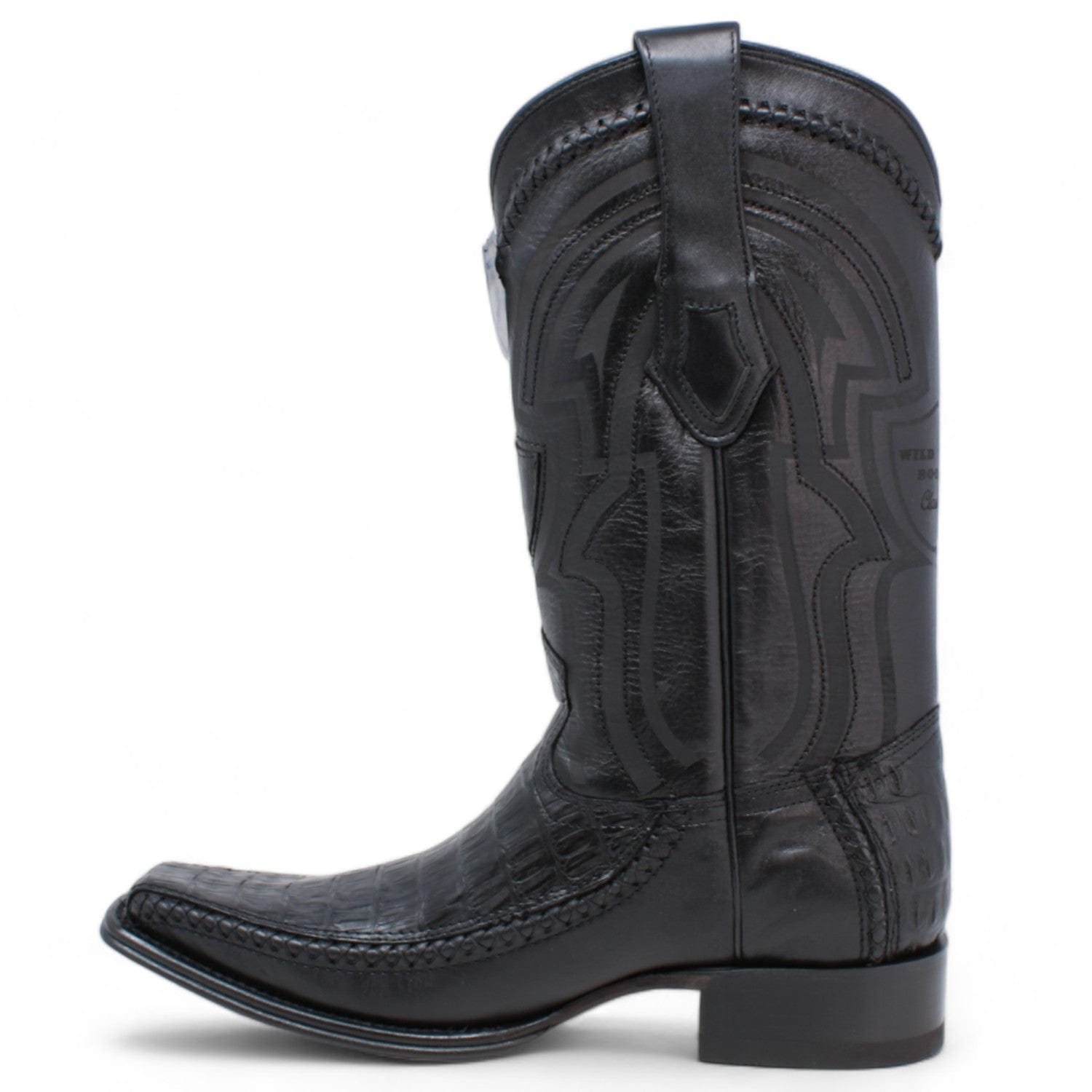 Wild West Caiman Belly & Deer Square Toe Boots