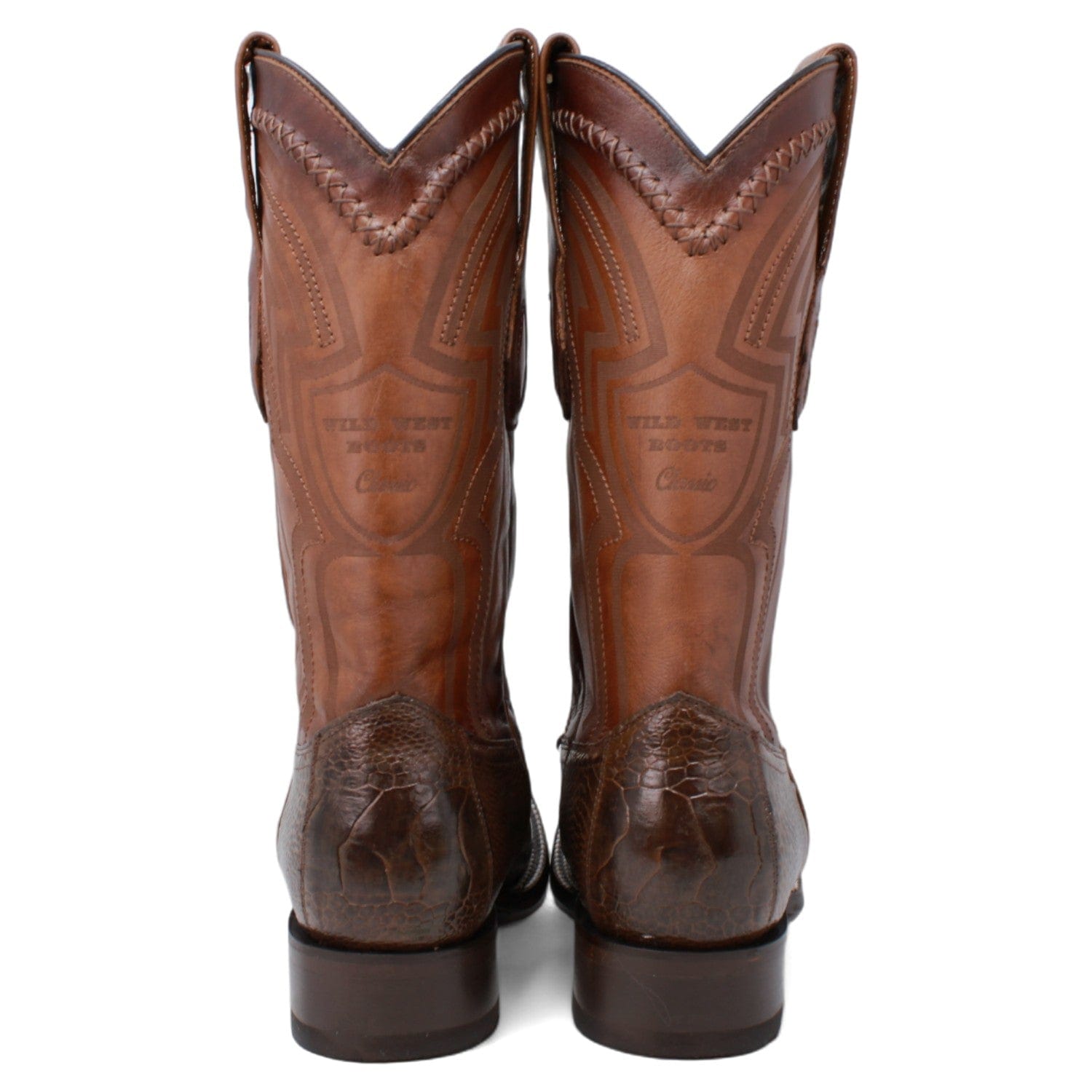Wild West Ostrich Leg Ranch Toe Cowboy Boots