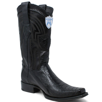 Wild West Ostrich Leg Square Toe Boots for Men