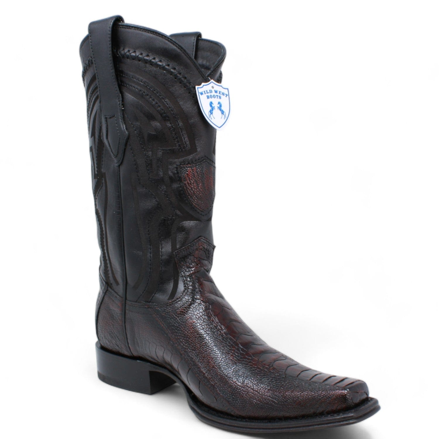 Wild West Ostrich Leg Square Toe Boots for Men