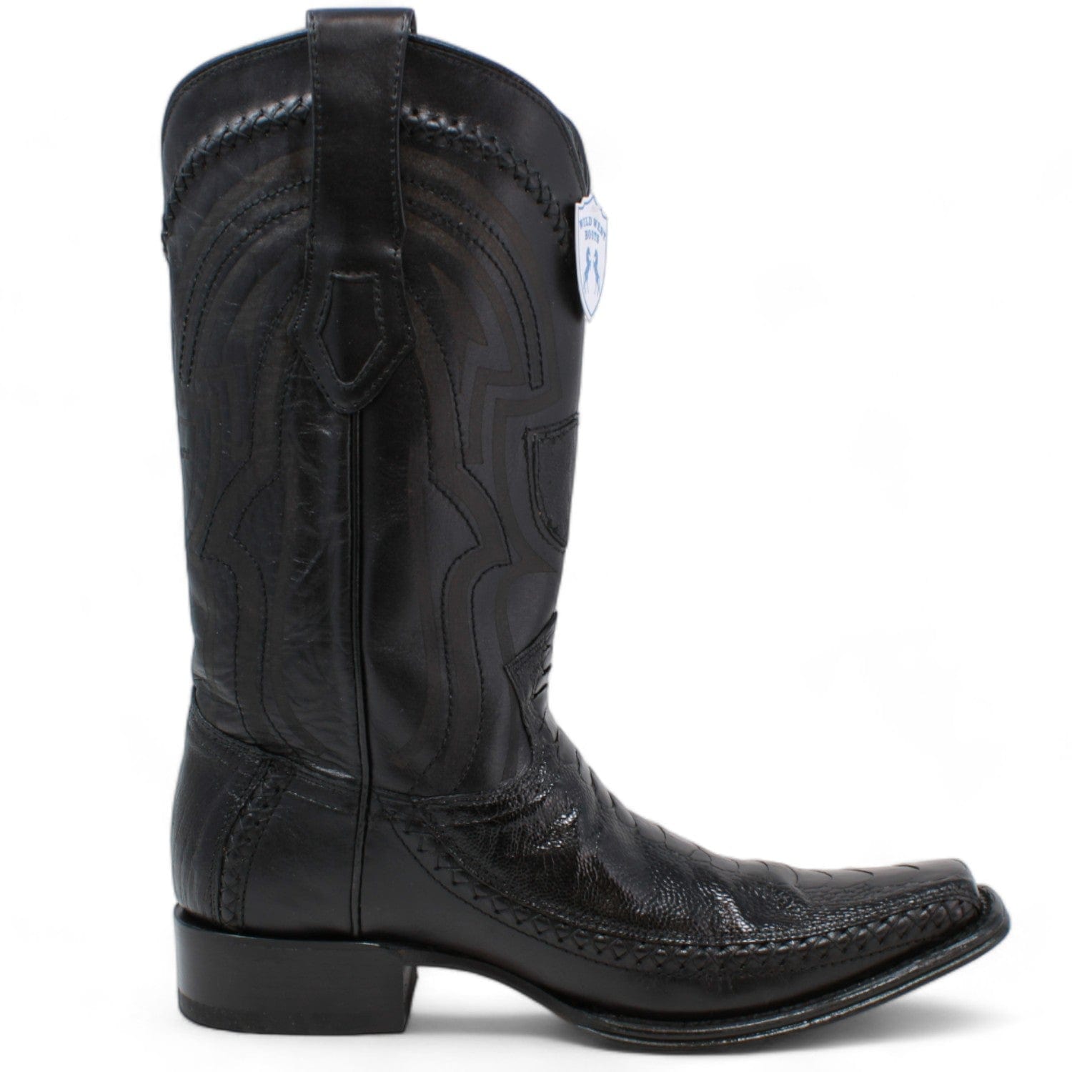 Wild West Ostrich Leg & Deer Square Toe Boots