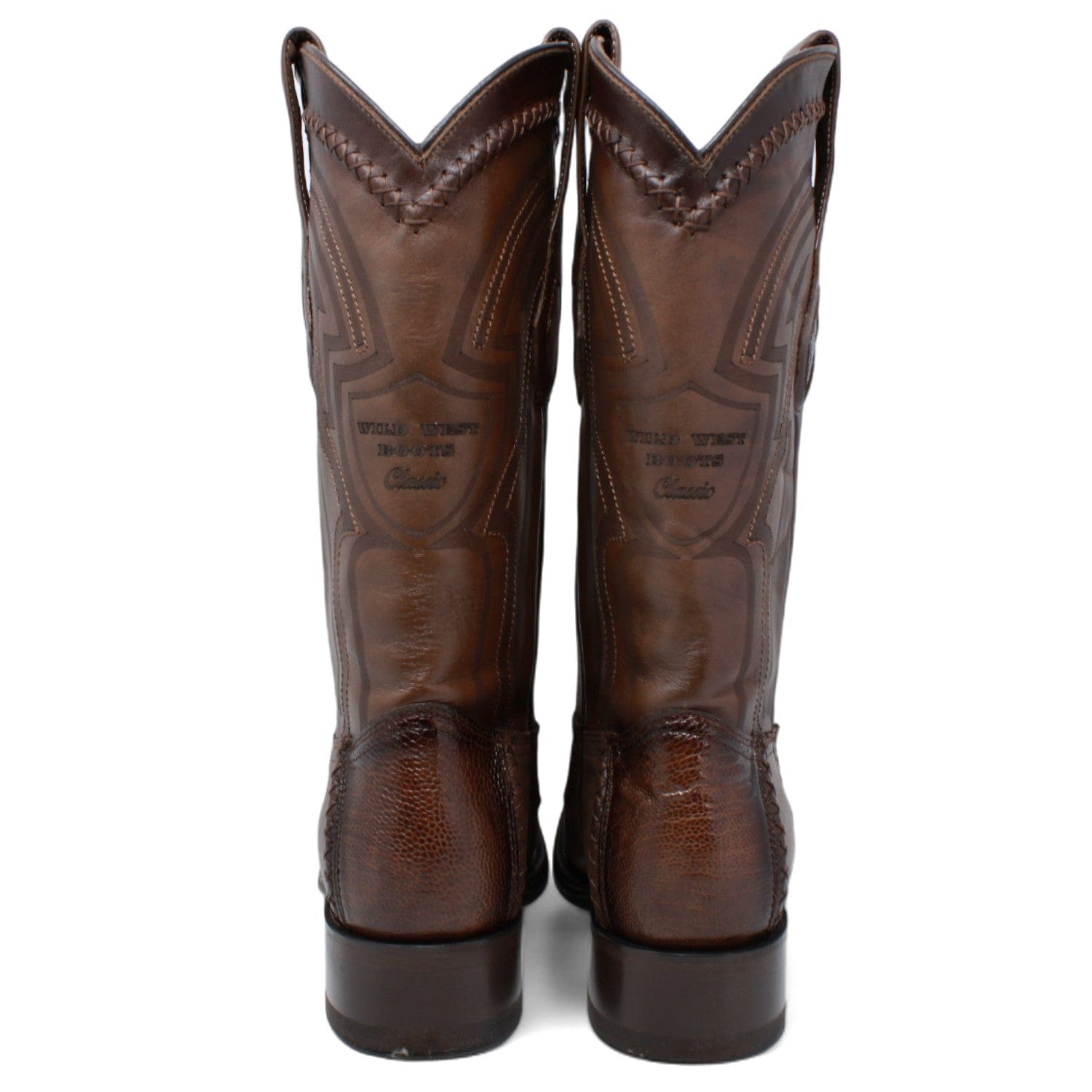 Wild West Ostrich Leg & Deer Square Toe Boots