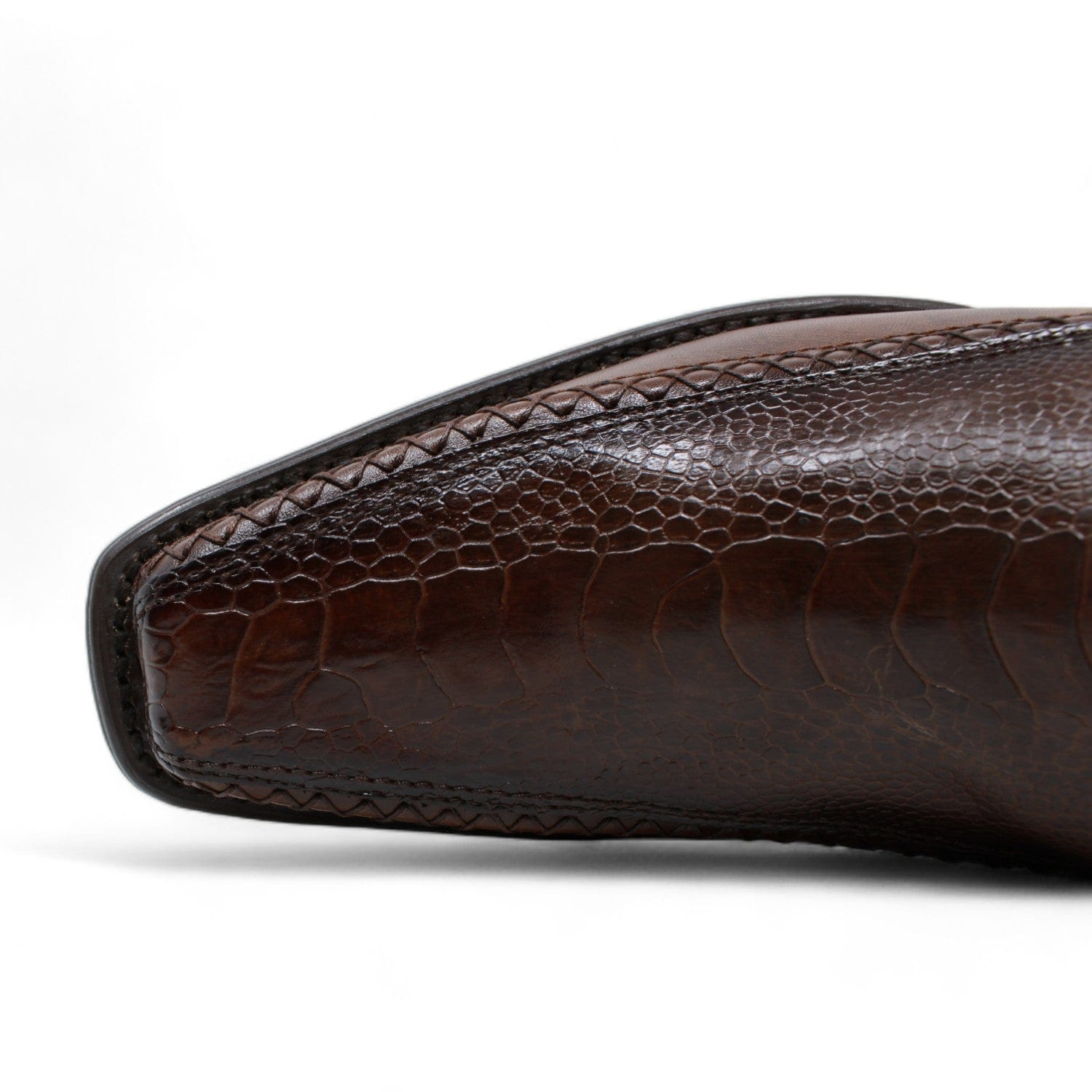 Wild West Ostrich Leg & Deer Square Toe Boots