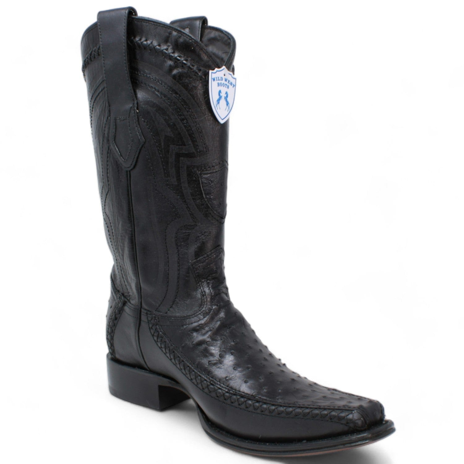 Wild West Ostrich & Deer Skin Square Toe Boots