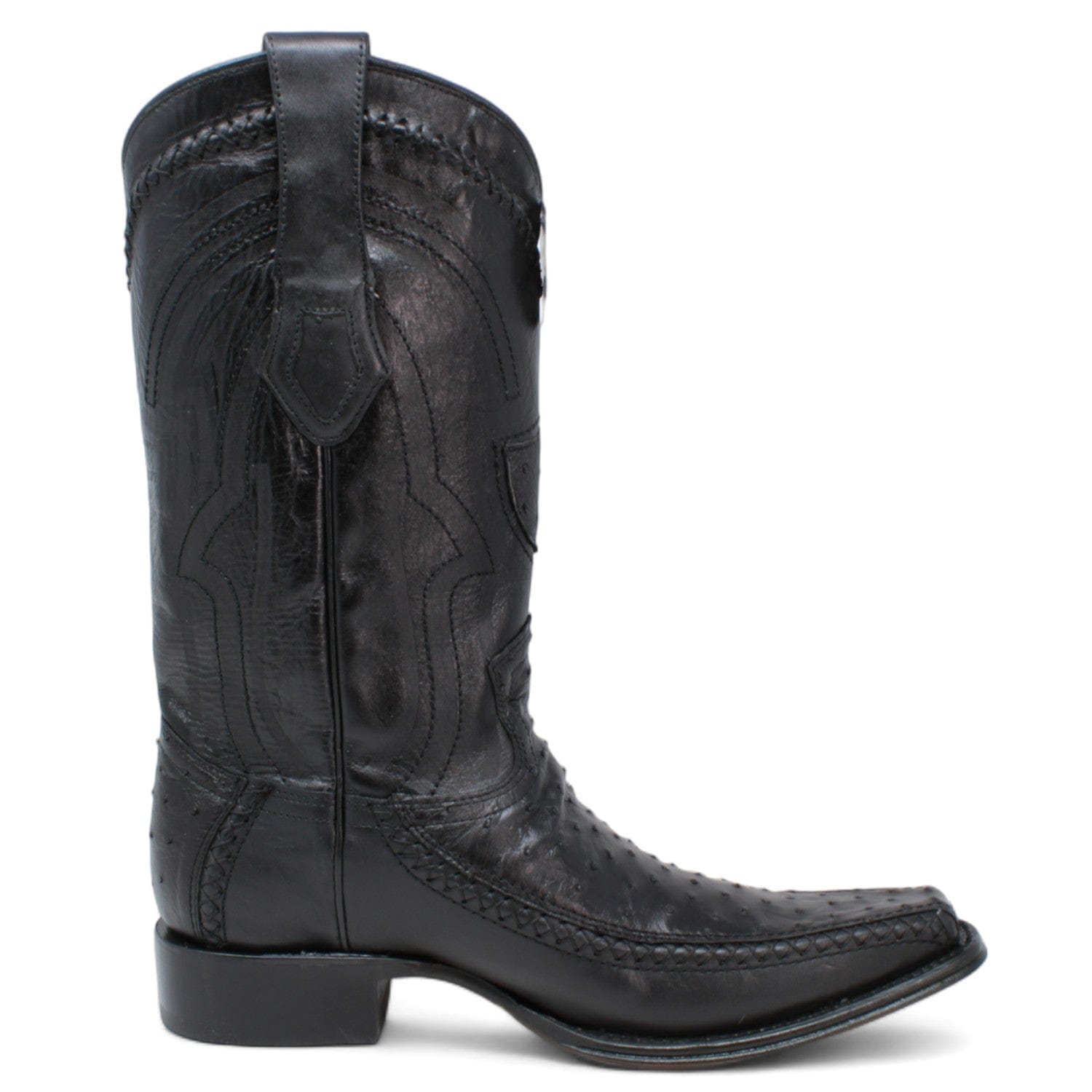 Wild West Ostrich & Deer Skin Square Toe Boots