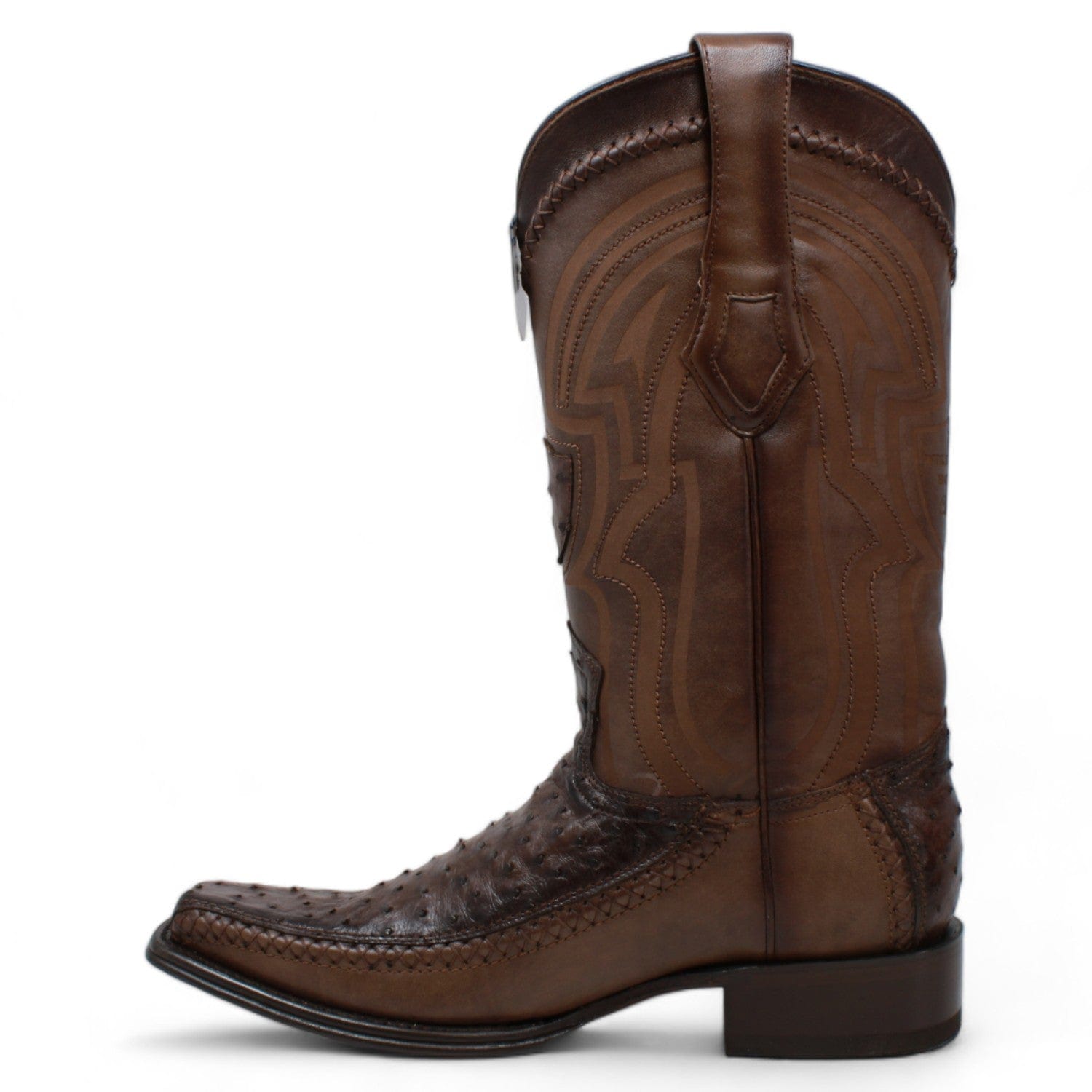 Wild West Ostrich & Deer Skin Square Toe Boots