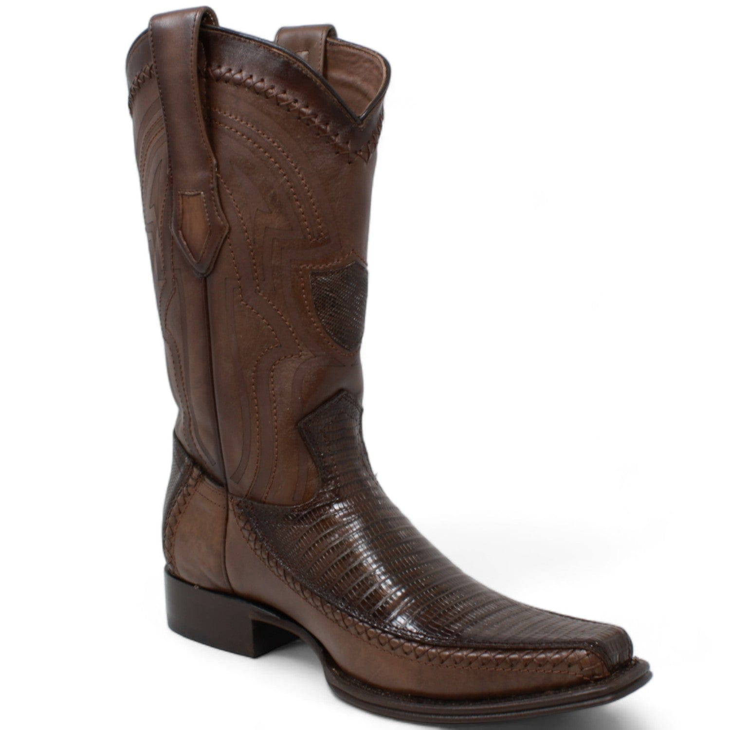 Men's Teju Lizard & Deer Skin Square Toe Boots