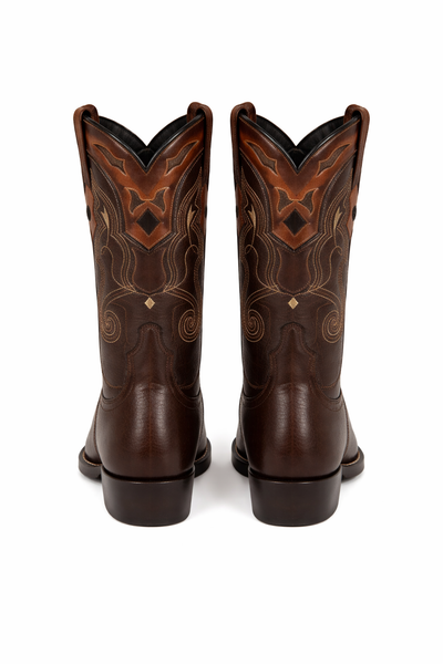 Deer Leather Brown Cowboy Boots