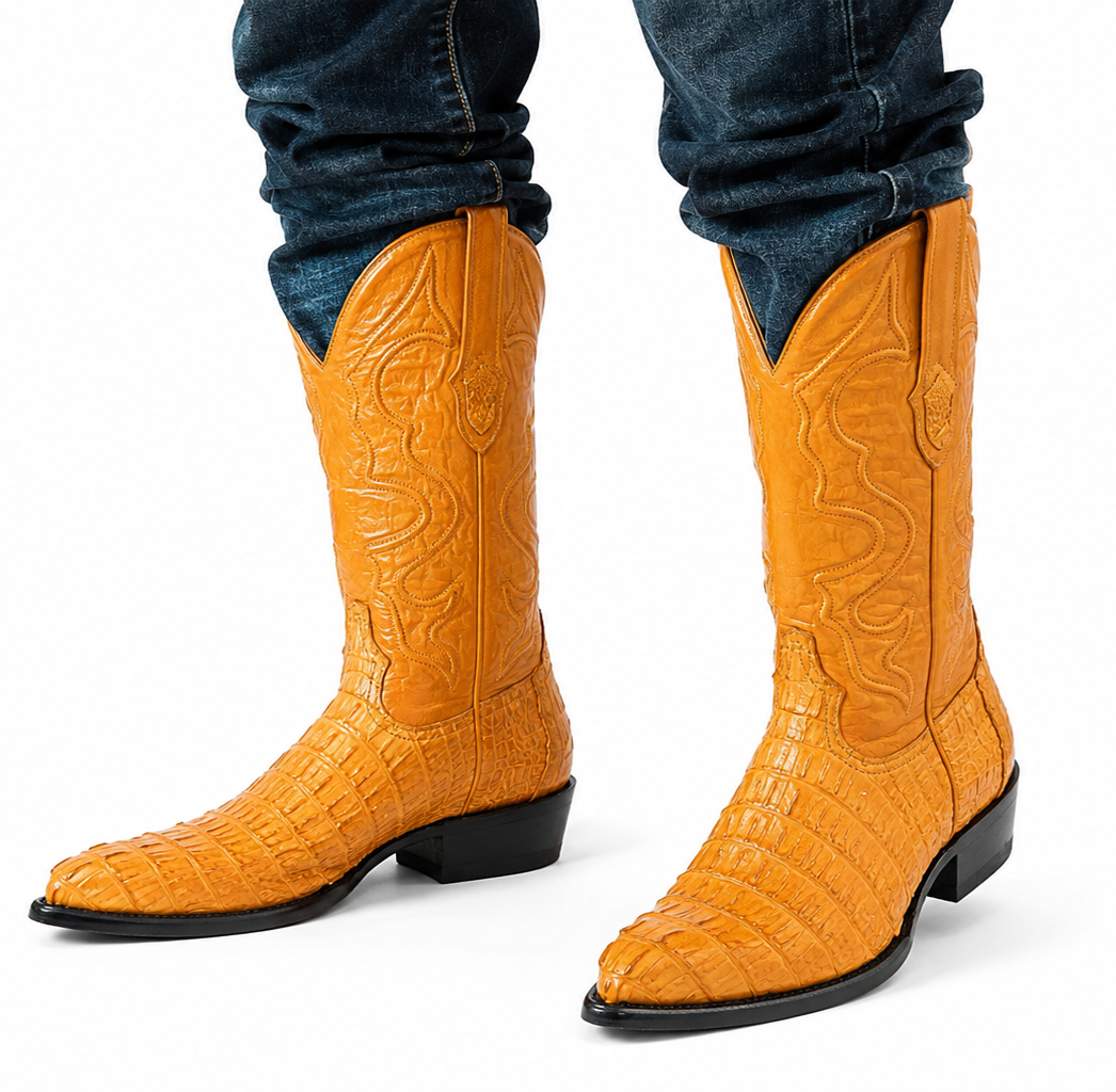 Wild West J-Toe Buttercup caiman ~ World Best Alligator ~ Gator Skin Tail Cowboy Boots