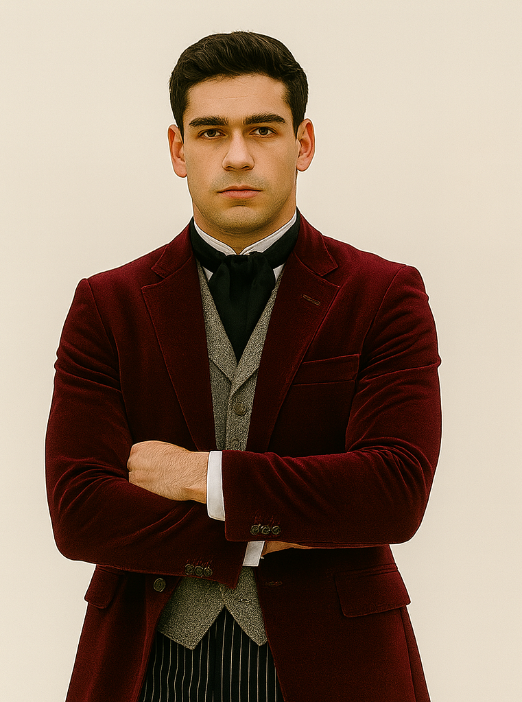 Wine Velvet Roderick Smoking Jacket - Mens Wear