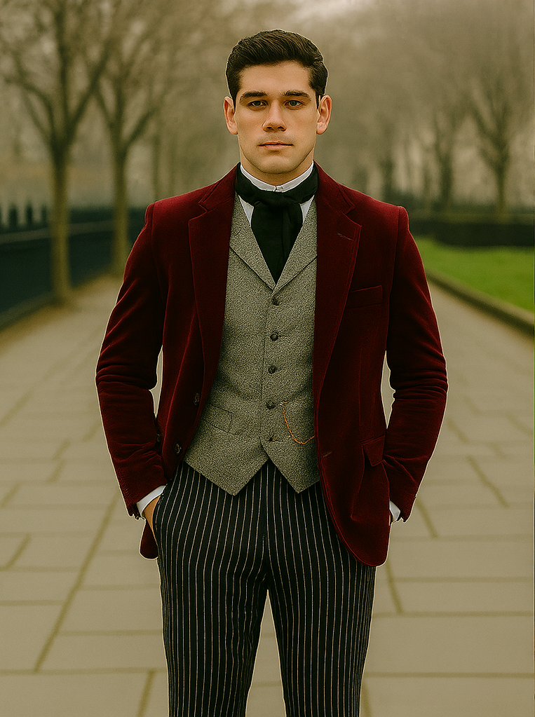 Wine Velvet Roderick Smoking Jacket - Mens Wear