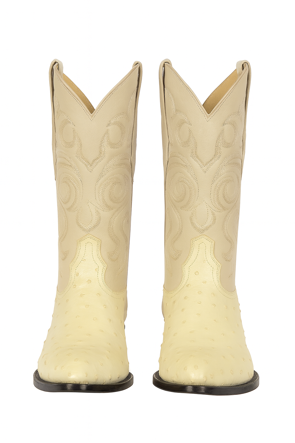 Winter-White Ostrich Cowboy Boots