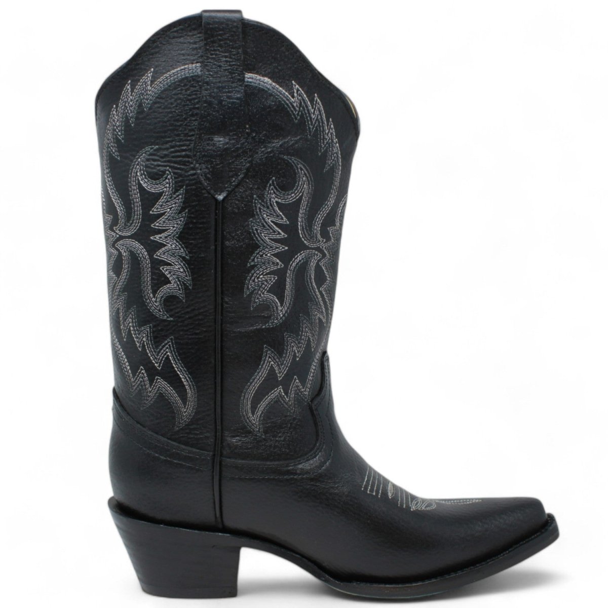 Women's Snip Toe Leather Boots Black