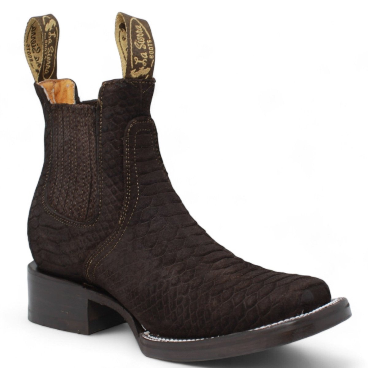Women's Square Toe Python Print Ankle Boot