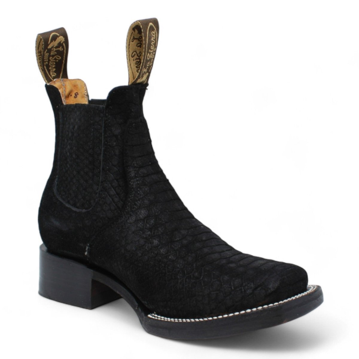 Women's Square Toe Python Print Ankle Boot