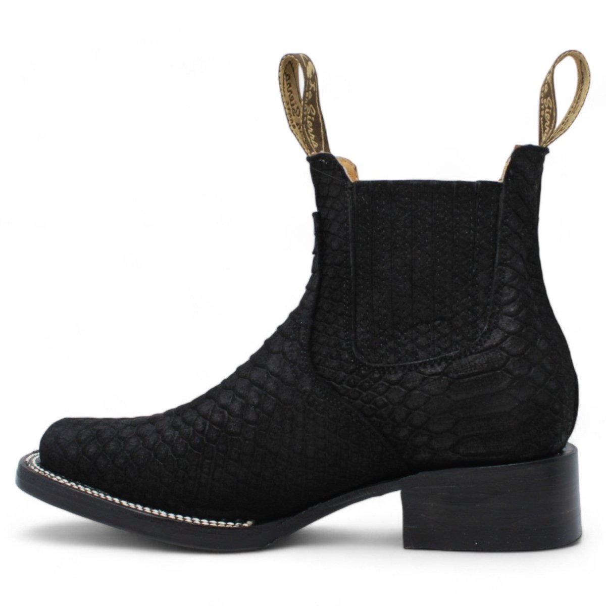 Women's Square Toe Python Print Ankle Boot