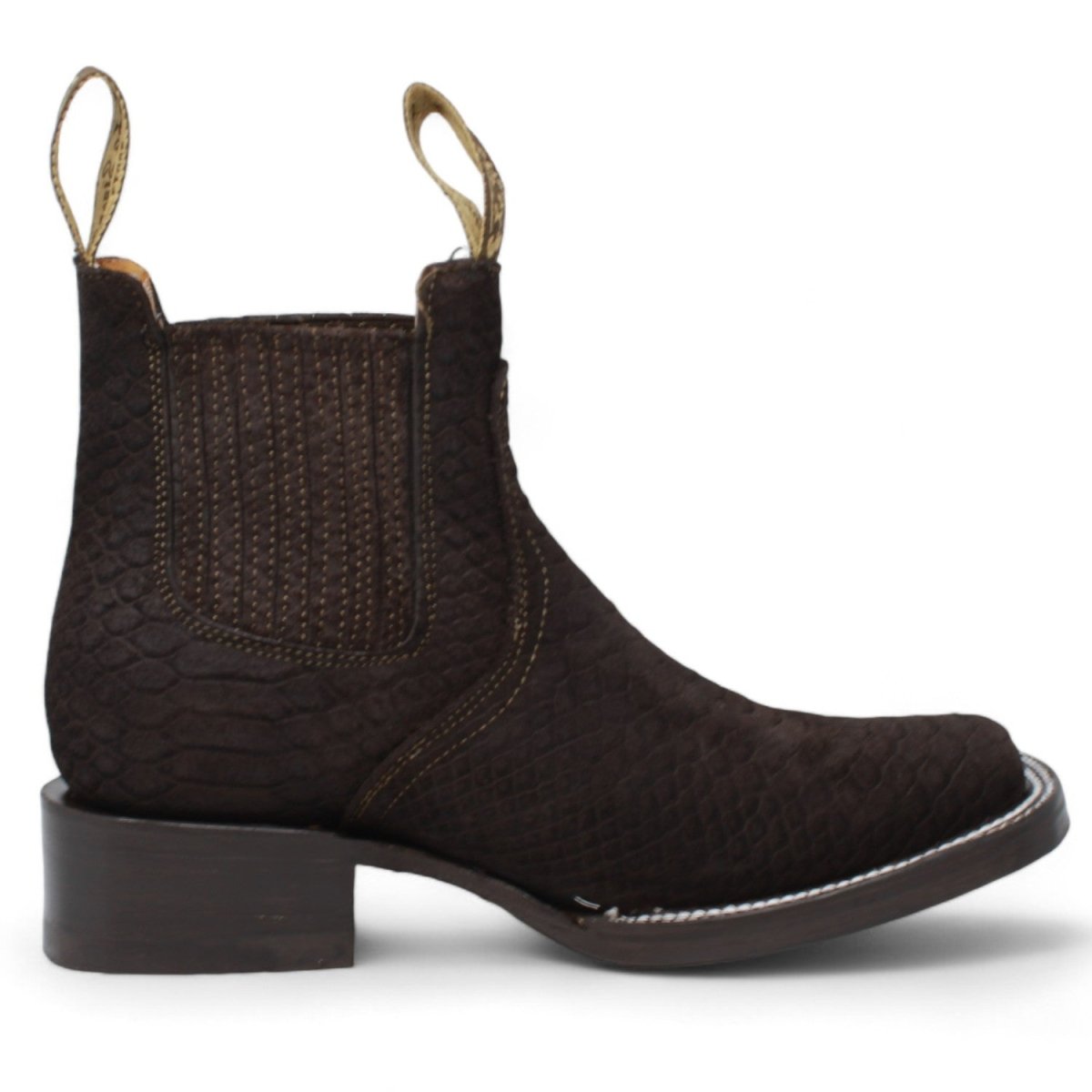 Women's Square Toe Python Print Ankle Boot