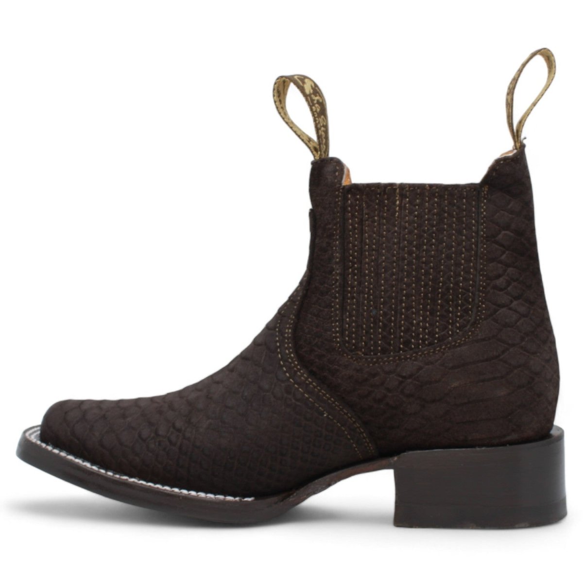 Women's Square Toe Python Print Ankle Boot