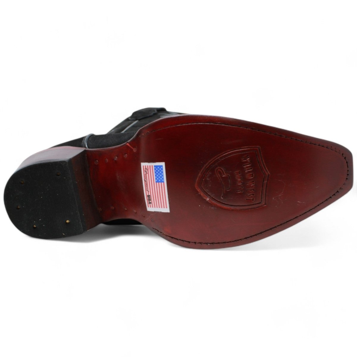 Women's Wild West Snip Toe Suede Leather Boots with Zipper - Black