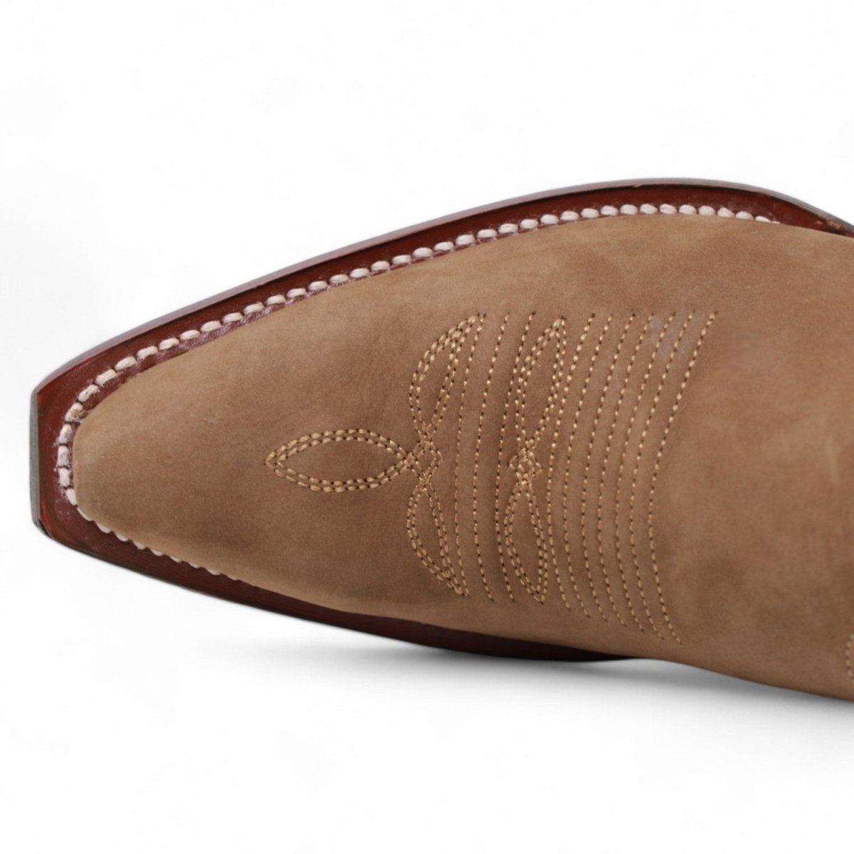 Women's Wild West Snip Toe Suede Leather Boots with Zipper - Taupe