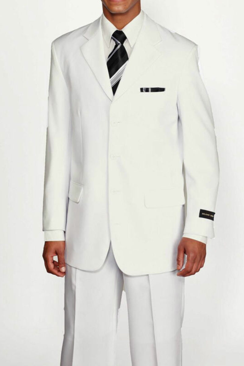 4 Button White Polyester Suit for Men
