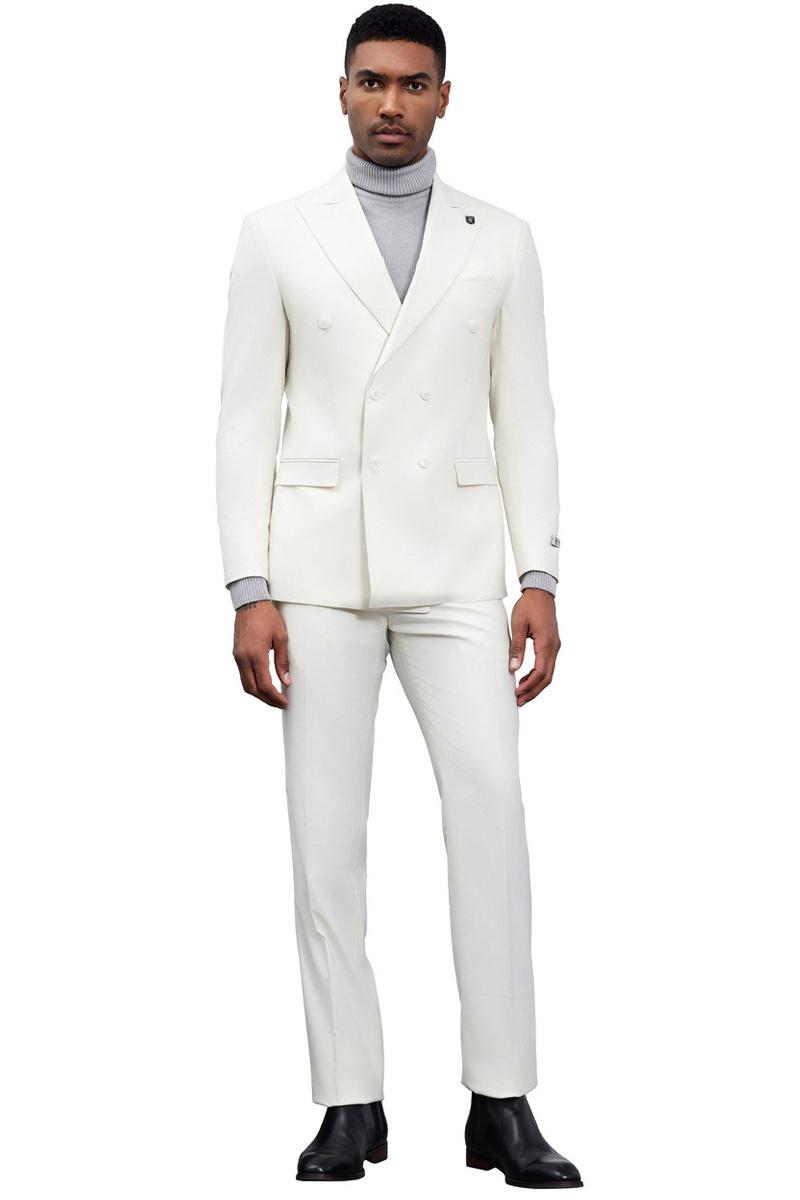 Stacy Adams Ivory Double Breasted Suit