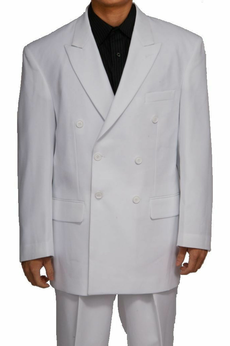 White Double Breasted Polyester Men's Suit