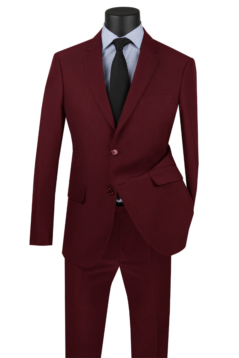 Classic 2 Button Burgundy Poplin Suit