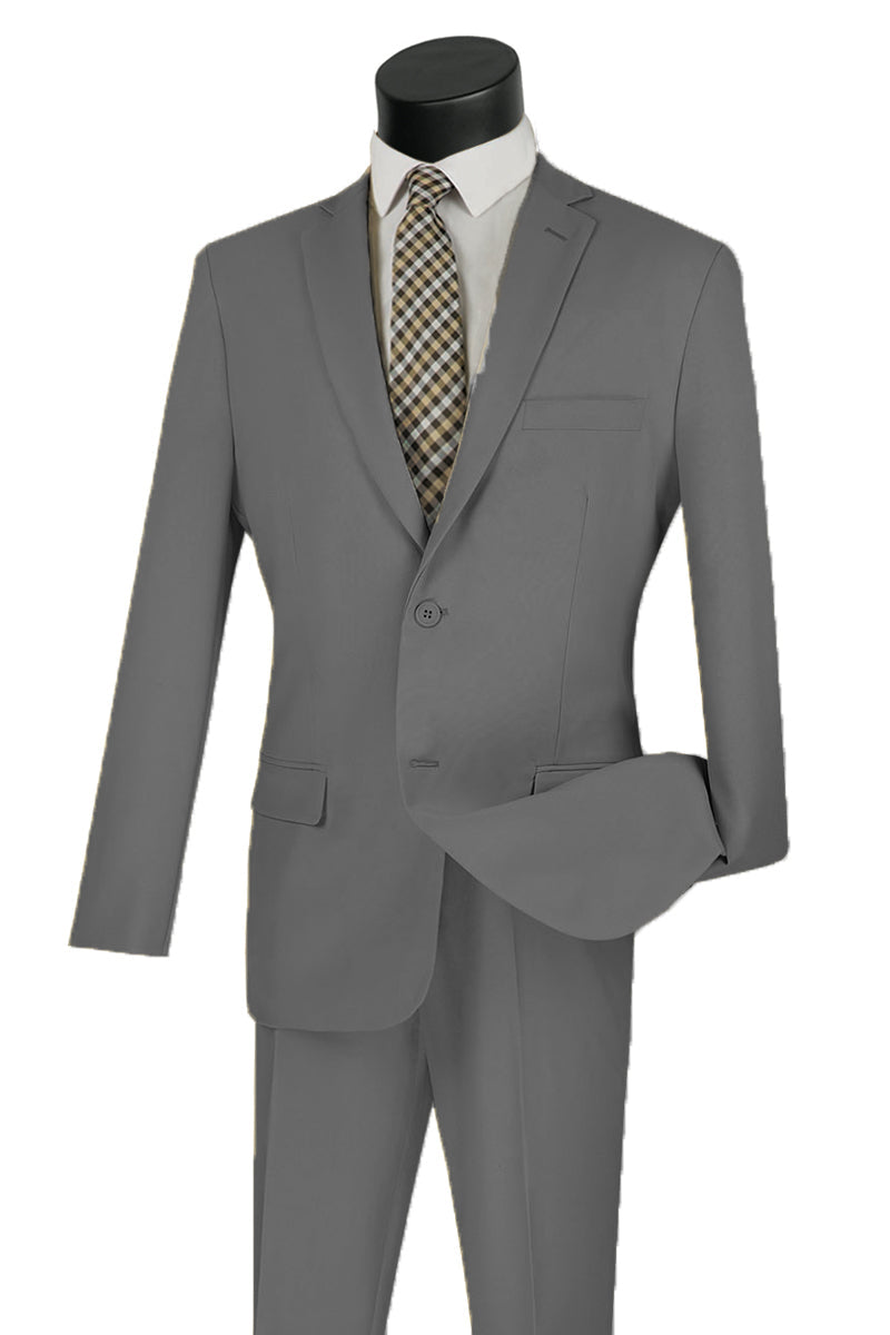 2 Button Classic Fit Poplin Suit - Medium Grey
