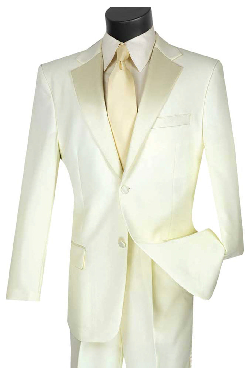 Ivory Two-Button Poplin Tuxedo for Men